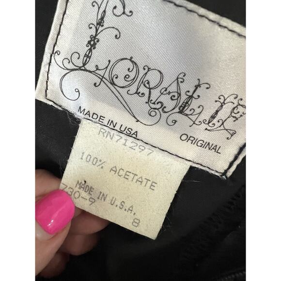 LORALIE Vintage 1980’s Black Satin Lace Strapless Corset Bloomers Pantaloons - Picture 12 of 16